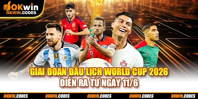 Giai đoạn đầu Lịch World Cup 2026 diễn ra từ ngày 11/6